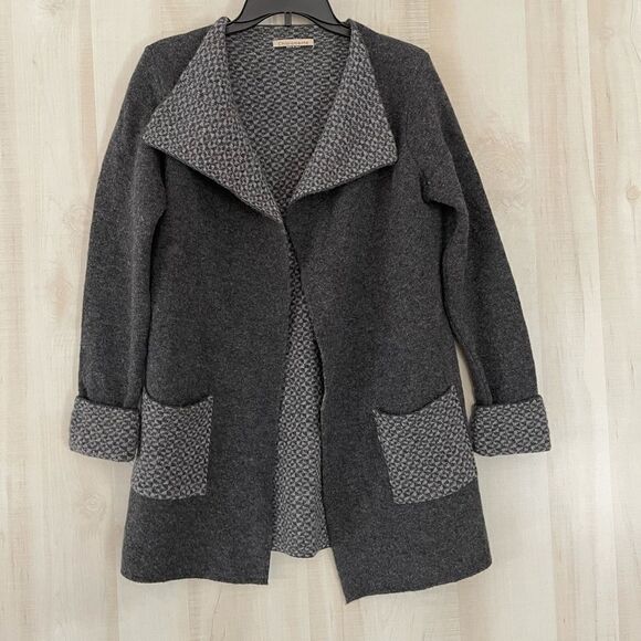 Chiaramente gray‎ wool open front cardigan, size small - Picture 6 of 13